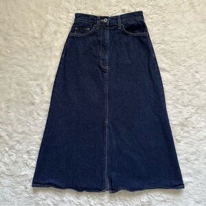 COS Skirt A-Line Denim Midi 100% Cotton Dark Wash Blue 4